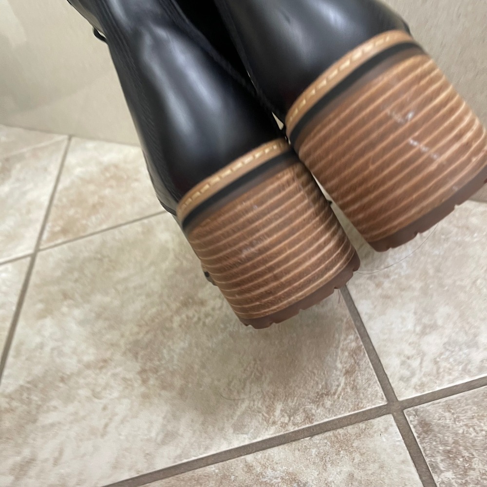 Timberland Sienna High Black Leather Lace Up Side Zip Block Heel Boots Women 8.5 - Picture 7 of 11
